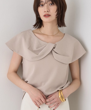 【一部店舗限定】【洗濯機OK】フロントツイストカットソーブラウス