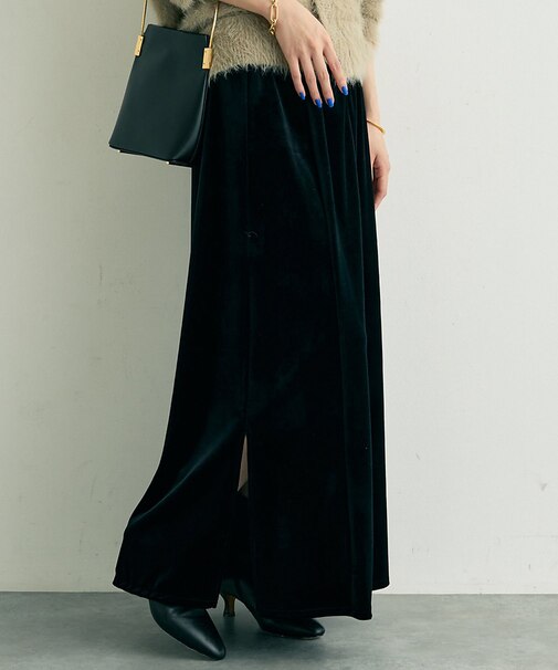 ベロアフロントスリットスカート