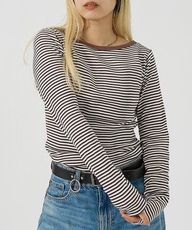 【Robert P. Miller】パネルリブボートネックTEE / ロンT /