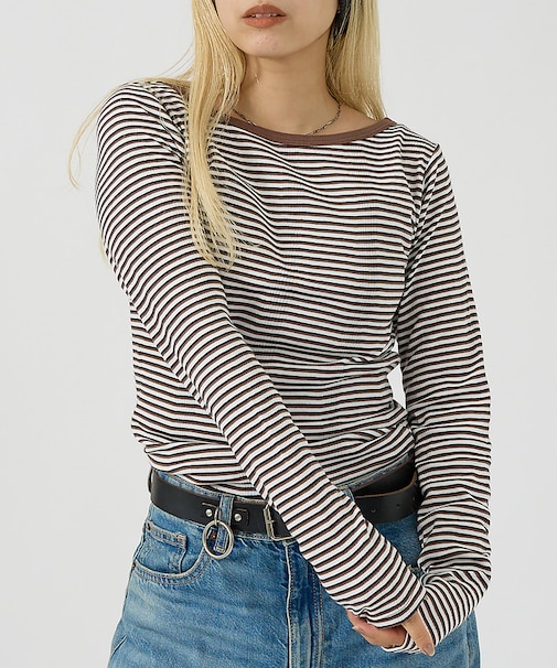 【Robert P. Miller】パネルリブボートネックTEE / ロンT /