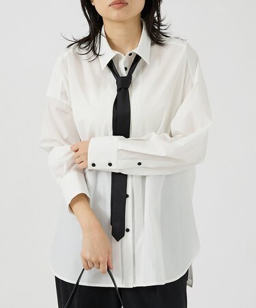 タイ付クリアブロードシャツ