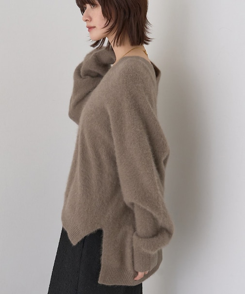 フォックスウールVネックスリットニットプルオーバー