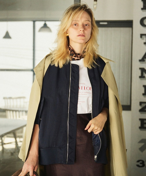 ノーカラーミリタリーブルゾン AMERICAN RAG CIE ブルゾン アウター ノーカラーミリタリー