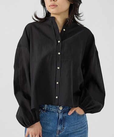 スタンドカラータックシャツカーデ