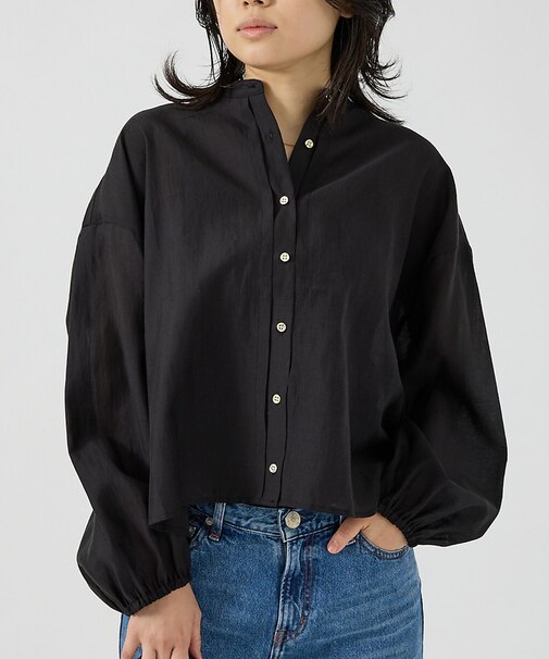 スタンドカラータックシャツカーデ