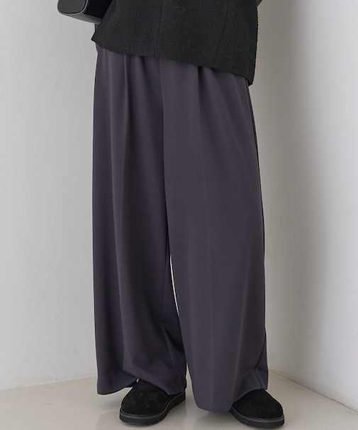 【人気追加】ストレッチダンボールタックワイドパンツ