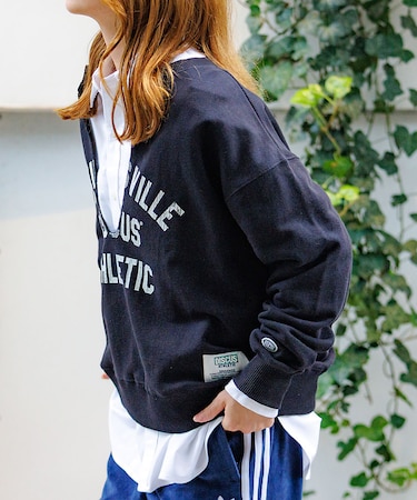 【DISCUS/ディスカス】裏毛スキッパーUネックスウェット/トップス/スウェッ