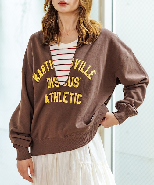 【DISCUS/ディスカス】裏毛スキッパーUネックスウェット/トップス/スウェッ