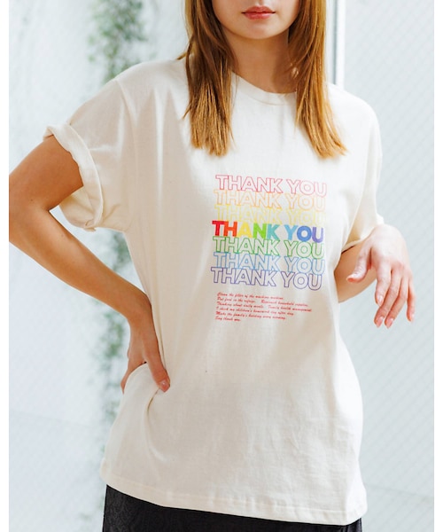 Le Melange/ル・メランジュ】カラフルロゴTシャツ/#8541001T Le Melange/ル・メランジュ】カラフルロゴTシャツ/#8541001T