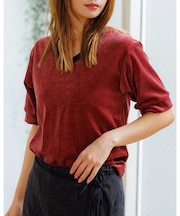 【Le Melange/ル・メランジュ】ベロアボーダーTシャツ/#8541007