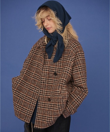 【2サイズ展開】ウール混ショート丈スライバーコート