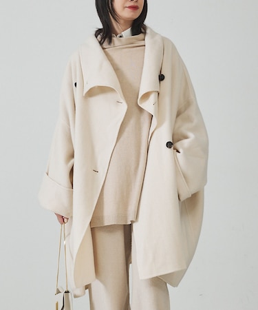【2サイズ展開】ウール混変形リバーコート