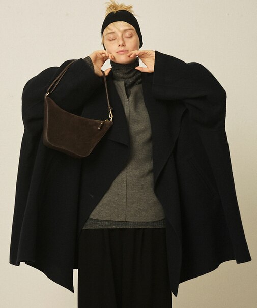 【2サイズ展開】ウール混変形リバーコート