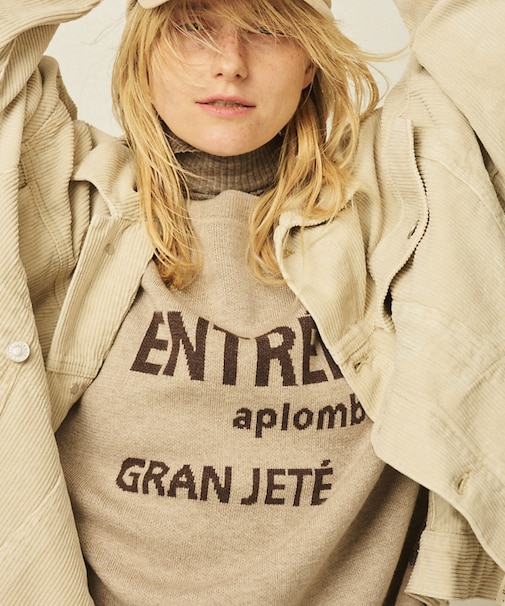 ウール混ジャガードロゴニットプルオーバー