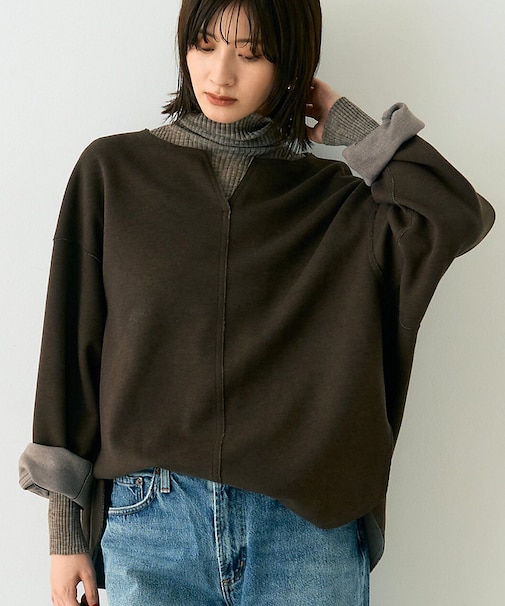 圧縮ニットプルオーバーブラウス