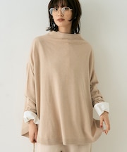 ボトルネックポンチョライクニットプルオーバー