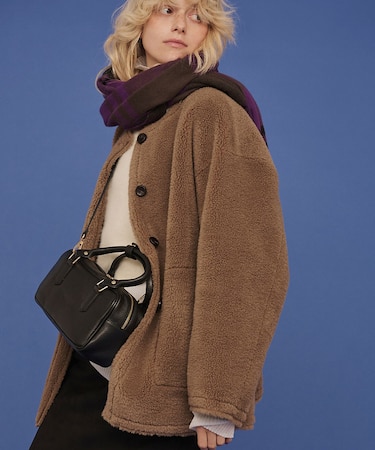 【2サイズ展開】2WAYスウェードリバーシブルボアコート / ノーカラーコート