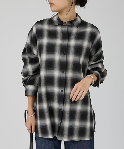 オンブレーチェックオーバーシャツ