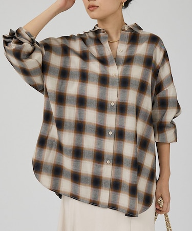 オンブレーチェックオーバーシャツ