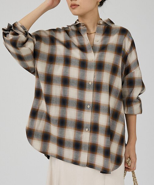 オンブレーチェックオーバーシャツ