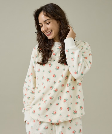 【JEMORGAN / ジェーイーモーガン】フリース花柄長袖＆パンツ＆巾着3点セ