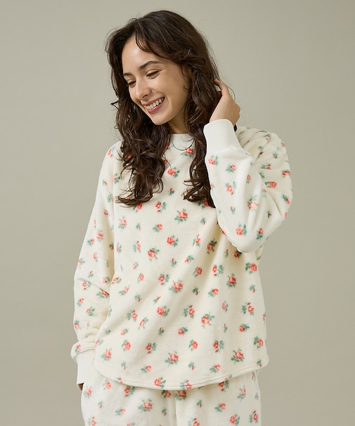 【JEMORGAN / ジェーイーモーガン】フリース花柄長袖＆パンツ＆巾着3点セ