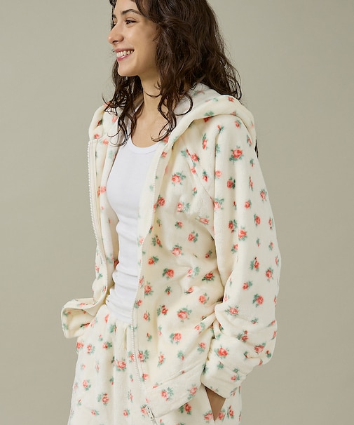 【JEMORGAN / ジェーイーモーガン】フリース花柄フルジップパーカー/JF