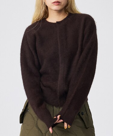 【Le Melange/ル・メランジュ】前後2WAY クルーネックカーディガン