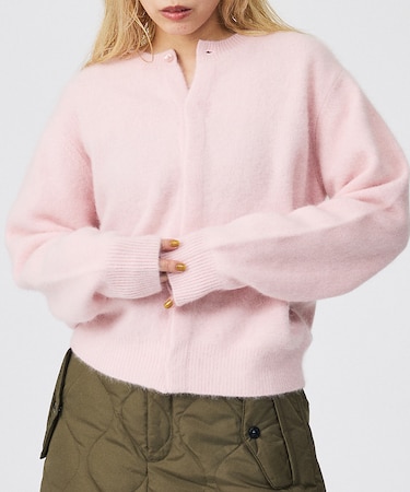 【Le Melange/ル・メランジュ】前後2WAY クルーネックカーディガン