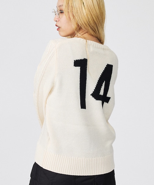 【Le Melange/ル・メランジュ】ナンバリングケーブルニットプルオーバー
