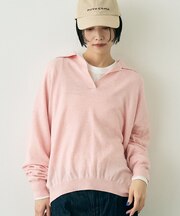 カシミヤ混ウール襟付きスキッパーニット