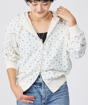 【JEMORGAN/ジェーイーモーガン】ガーゼ裏毛花柄フルジップパーカー/JF6