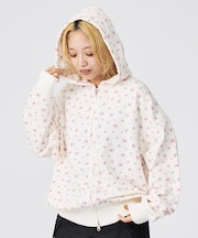 【JEMORGAN/ジェーイーモーガン】ガーゼ裏毛花柄フルジップパーカー/JF6