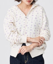 【JEMORGAN/ジェーイーモーガン】ガーゼ裏毛花柄フルジップパーカー/JF6