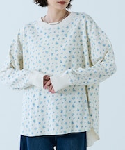 【JEMORGAN / ジェーイーモーガン】ガーゼ裏毛 花柄クルースウェット/J