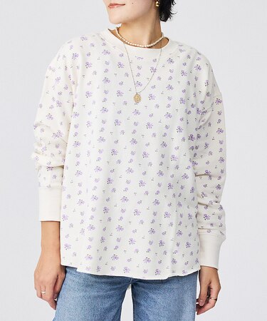 【JEMORGAN / ジェーイーモーガン】ガーゼ裏毛 花柄クルースウェット/J