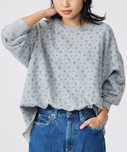 【JEMORGAN / ジェーイーモーガン】ガーゼ裏毛 花柄クルースウェット/J