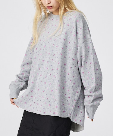 【JEMORGAN / ジェーイーモーガン】ガーゼ裏毛 花柄クルースウェット/J