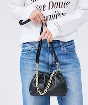 【AULENTTI/オウレンティ】2WAYギャザーチェーン付ミニバッグ/ショルダ