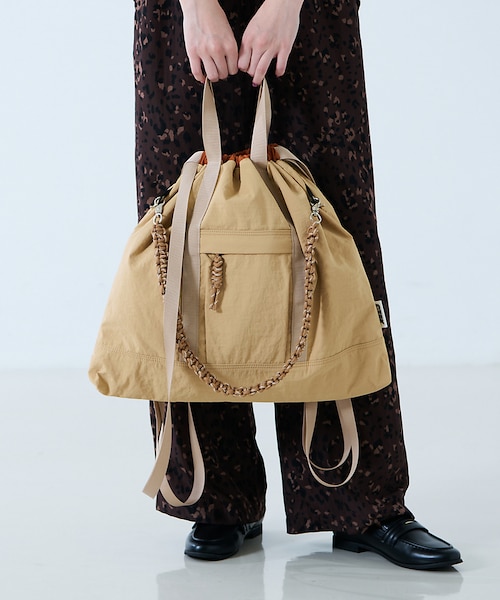 CTFK/コントロールフリーク】ナイロン3WAYスクエアトート｜ルージュ