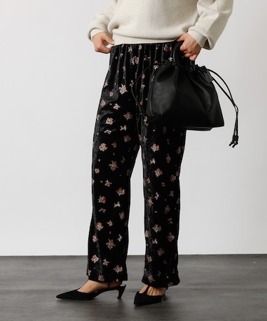 【Le Melange/ル・メランジュ】花柄ベロアパンツ/#8551502/花柄