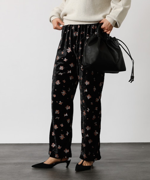 【Le Melange/ル・メランジュ】花柄ベロアパンツ/#8551502/花柄
