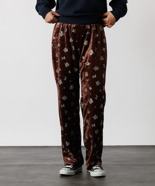 Le Melange/ル・メランジュ】花柄ベロアパンツ/#8551502/花柄