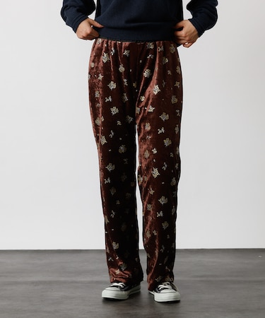 【Le Melange/ル・メランジュ】花柄ベロアパンツ/#8551502/花柄