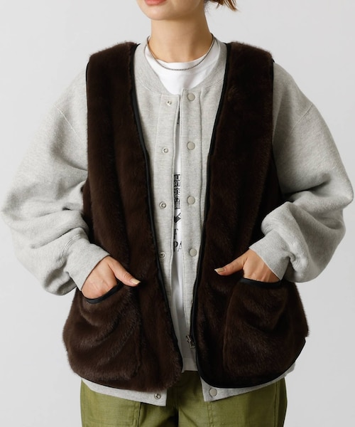 LeMelange新品✨エコファーベスト［8553701］ Le Melange/ル・メランジュ】エコファーベスト/#8553701/ベス