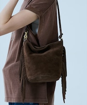 【AULENTTI/オウレンティ】スエードフリンジショルダーバッグ / 本革/バ