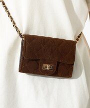 【VELETTO/ヴェレット】スエードキルティングカードケース/チェーンストラッ