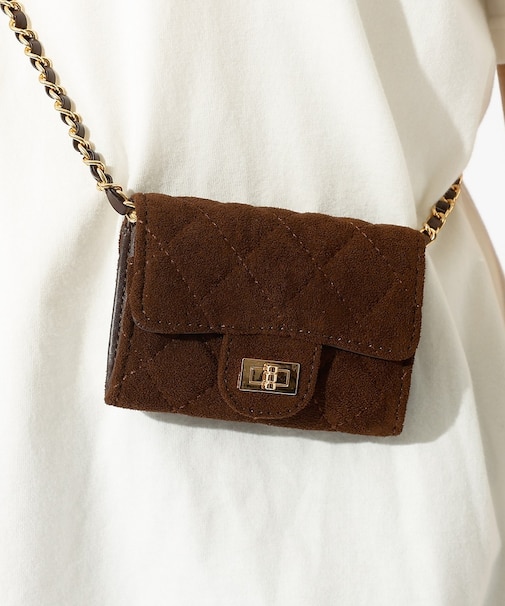 【VELETTO/ヴェレット】スエードキルティングカードケース/チェーンストラッ