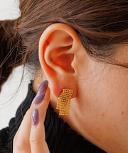 【Caline Paris/カリーヌパリ】ゴールドメッシュピアス/両耳