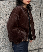 リバーシブルパネトレーションファーキルトブルゾン